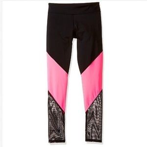 NWOT Onzie Kids Black & Pink Mesh Leggings Girls Yoga Track Pants Sz 4/5